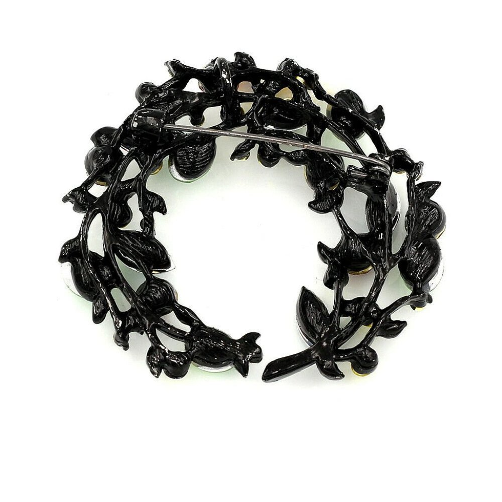 Large Crystal Leaf Flower Wreath Brooch NWT - Picture 4 of 4